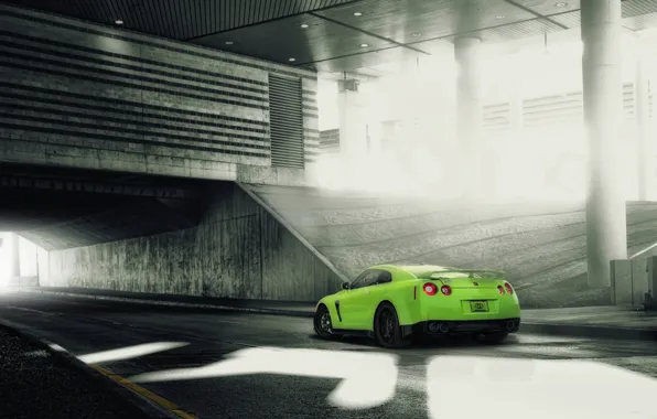 Picture tuning, green, Nissan, nissan gt-r