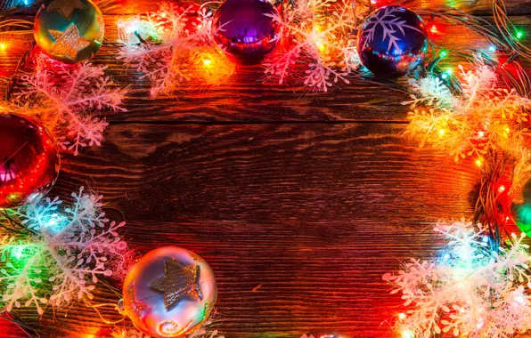 Snowflakes, holiday, balls, toys, new year
