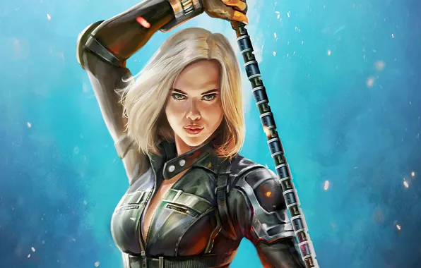 Background, figure, Scarlett Johansson, art, blonde, costume, Scarlett Johansson, beauty