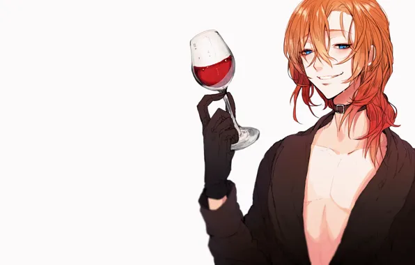 Wine, glass, guy, Bungou Stray Dogs, Stray Dogs: A Literary Genius, Nakahara Chuuya