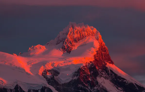 Snow, mountains, tops, glow, peak, Chile, Magallanes