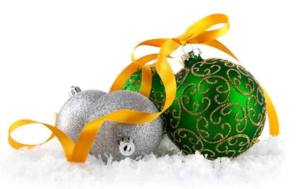 Decoration, balls, New Year, Christmas, balls, snow, New Year, decoration