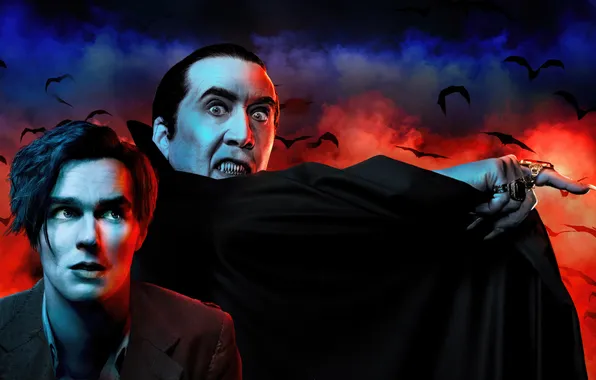 Night, Nicolas Cage, bats, poster, horror, Comedy, Nicolas Cage, Dracula