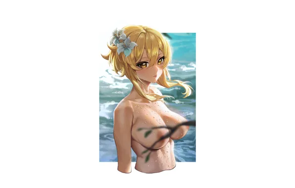 Picture girl, hot, sexy, wet, boobs, sexy girl, anime, water