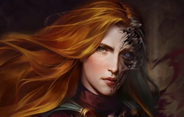 Look, girl, face, art, witch, red hair