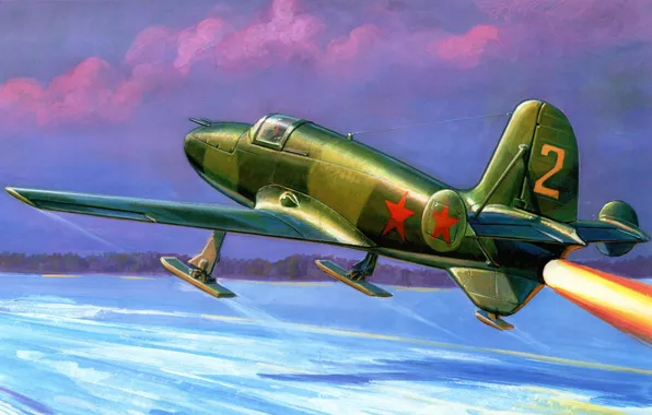 The sky, the plane, Art, first, rocket, Soviet, BI-1, the middle fighter
