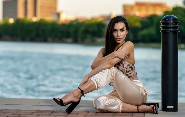 Picture girl, pose, brunette, channel, heels