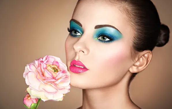Picture look, girl, face, photo, roses, makeup