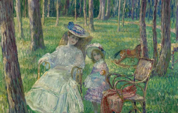 Picture, Henri Lebasque, Henri Lebacq, Mother and Daughter in the Park