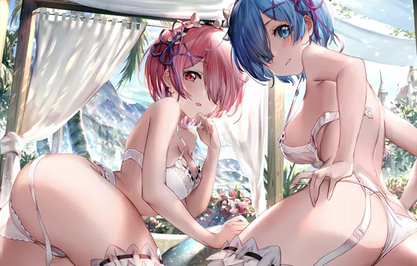 Sexy, lingerie, ass, pantsu, bra, cleavage, panties, thighhighs