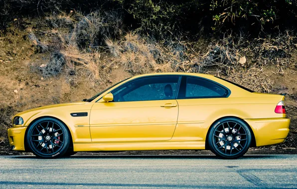 Picture Road, BMW, BMW, Yellow, E46, Side