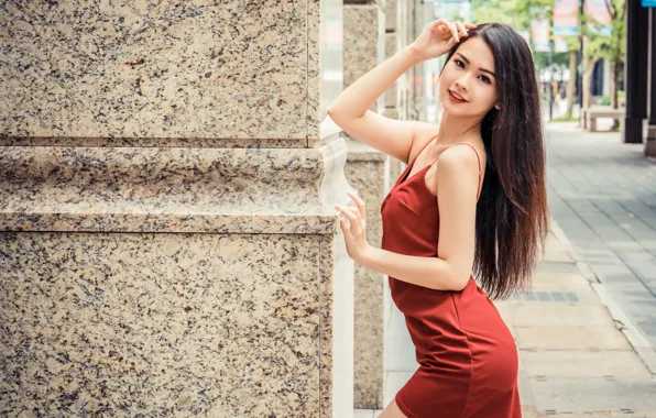 Look, girl, pose, hair, dress, Asian, cutie