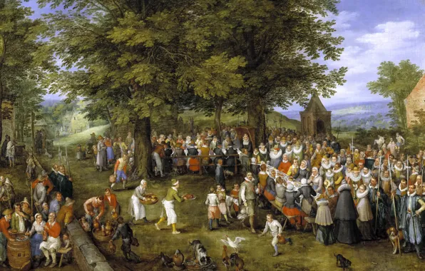 Picture, genre, Jan Brueghel the elder, Wedding Banquet under the chairmanship of the Grand Dukes