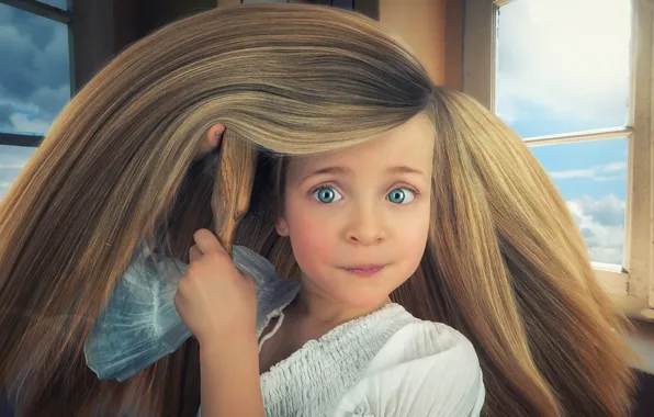 Picture hair, girl, Rapunzel