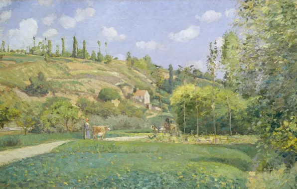 Landscape, picture, Camille Pissarro, The shepherd in Alegerile. Auvers-sur-Oise