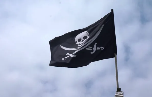 Picture the sky, black, skull, flag, pirates, sake, Jolly Roger, black