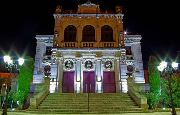 Night, lights, house, France, theatre