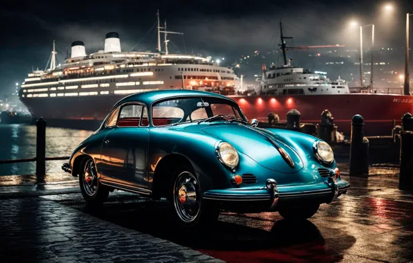 Picture machine, auto, pier, liner, Porsche 356, neural network