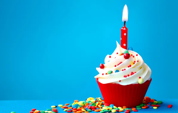 Candle, cupcake, happy birthday, happy birthday