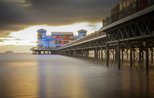 Picture sea, bridge, England, Weston-Super-Mare