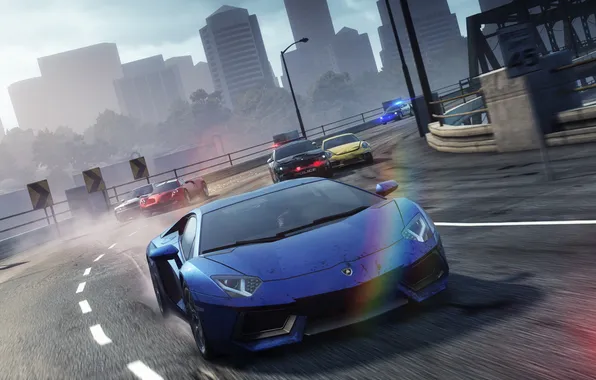 Picture road, the city, race, police, need for speed most wanted 2012