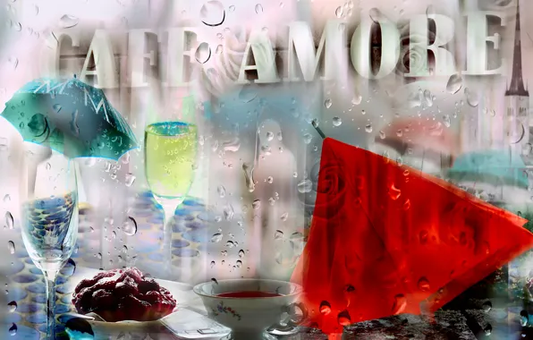 Drops, rain, cafe Amore