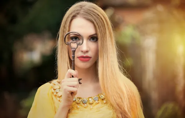 Picture look, girl, face, mood, key, long hair, bokeh