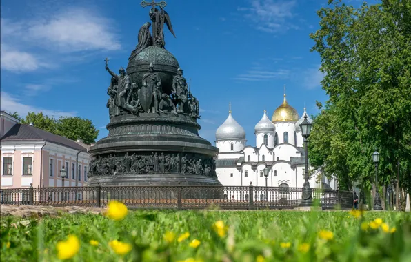 Picture temple, Russia, monument, Saint Sophia Cathedral, Veliky Novgorod, The Monument To The Millennium Of Russia