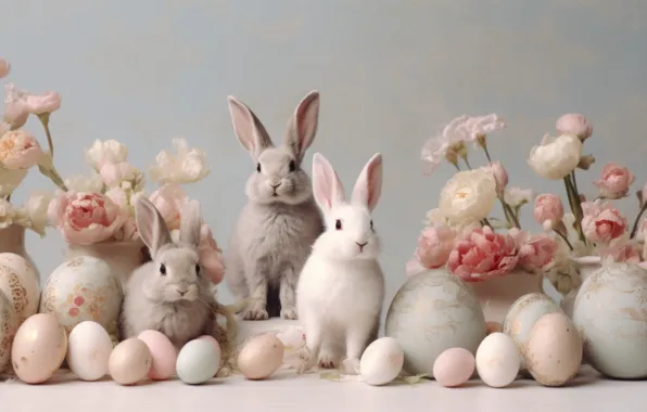 Look, holiday, hare, eggs, spring, rabbit, Easter, rabbits