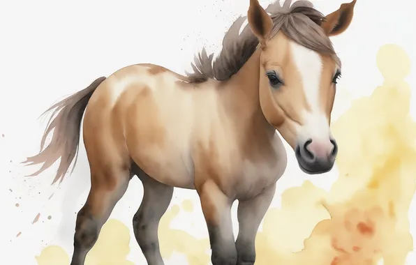 Animals, animal, horse, horse, figure, watercolor, mane, animals