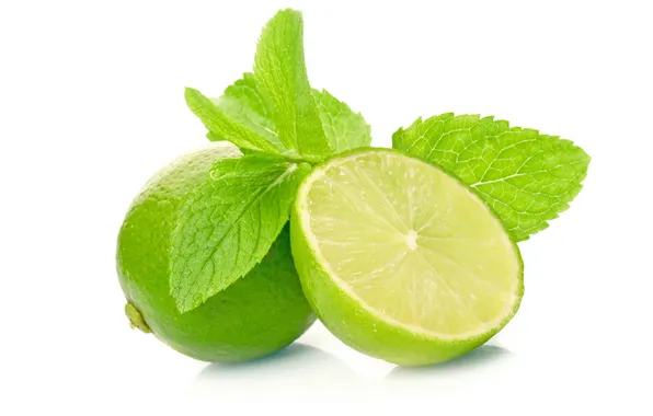Slice, Lime, leaves