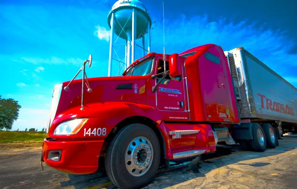 Picture red, truck, Kenworth