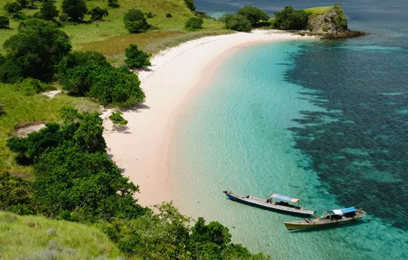 Picture beach, the ocean, shore, Indonesia, Komodo National Park