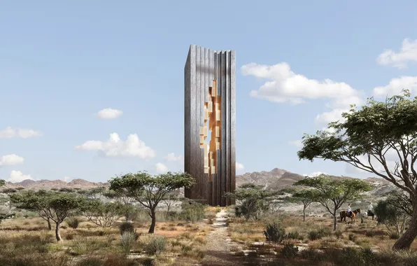 Tower, sky, trees, neom, saudi arabia, zardun, your