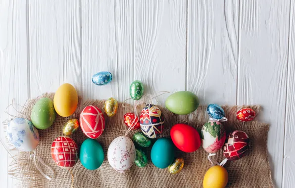 Eggs, spring, colorful, Easter, wood, spring, Easter, eggs