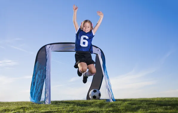 Picture field, children, football, sport, the ball, girl