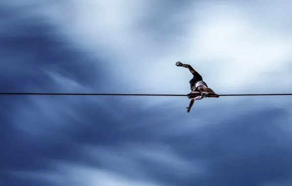 Wallpaper the sky, rope, risk, balance, tightrope Walker for mobile and  desktop, section ситуации, resolution 2499x1406 - download