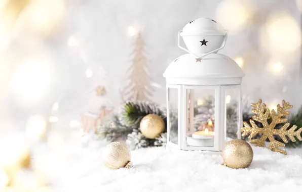 Wallpaper holiday, snow, Nyuraus, decor, toy, lamp, new year