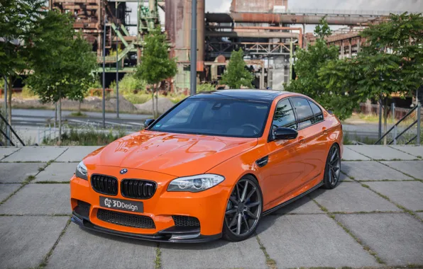 Car, tuning, BMW, car, the front, orange, 3D Design