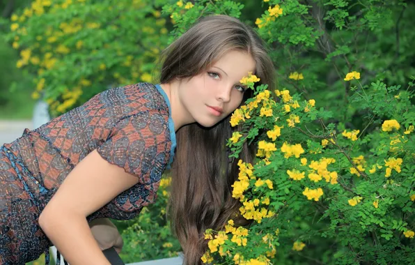 Girl, flowers, model, Elena, Elena M