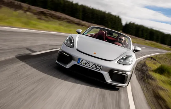 Road, Porsche, Speed, Asphalt, Lights, Spyder, Porsche 718, 2019