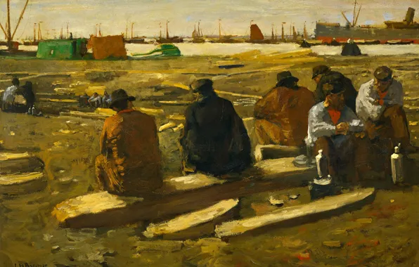 Picture landscape, picture, genre, Georg Hendrik Breitner, Lunch during the Excavations