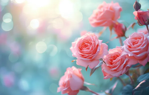 Picture flowers, roses, pink, floral arrangement, AI art, neural network