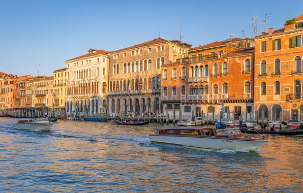 Boats, Italy, Venice, water channel