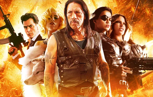 Picture Action, Fire, Danny Trejo, Men, Girls, Blonde, Woman, Lady Gaga