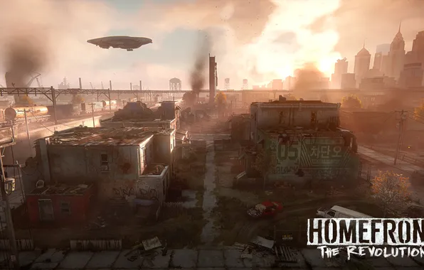 Picture the city, war, destruction, war, Homefront, The Revolution