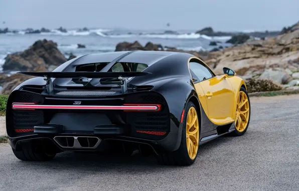 Bugatti, rear view, 2018, Chiron, Yellow and Black