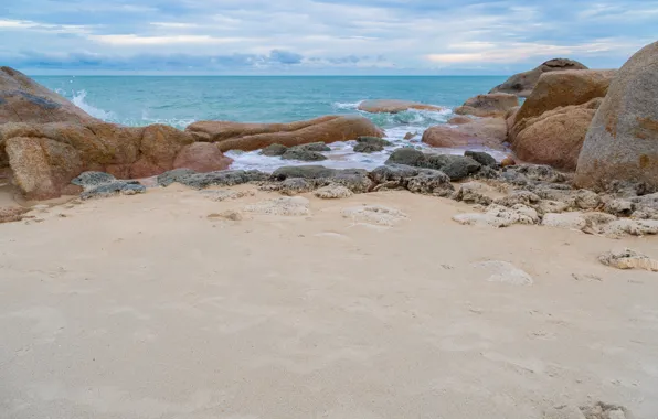 Sand, sea, wave, beach, summer, the sky, stones, shore