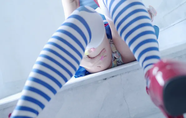 Girl, sexy, panties, stockings, legs