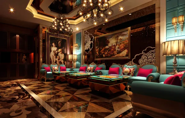 Picture design, style, interior, luxurious vip lounge zone
